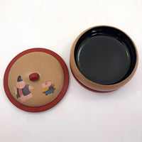 Japanese Vintage Hand-painted Lacquer Bento Box with Figure Pulling Boat