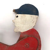 Sweet Old Folk Art Sawing Man in Blue Cap Whirligig Fragment
