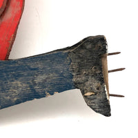 Sweet Old Folk Art Sawing Man in Blue Cap Whirligig Fragment