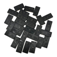 Beautiful Antique Bone and Ebony Dominoes, Complete Set with Brass Spinners