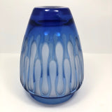 Mid-Century Etched Blue Glass Vase