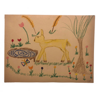 1940s Child's Drawing: Yellow Deer