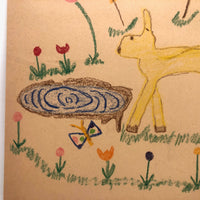 1940s Child's Drawing: Yellow Deer