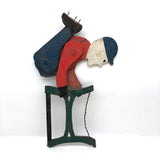 Sweet Old Folk Art Sawing Man in Blue Cap Whirligig Fragment