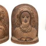 Pair of 1970s Studio Pottery Man and Woman Stoneware Bookends, Signed Liz