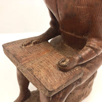 Marvelous Folk Art Carved Sculpture of Seated Woman with Book, 9 1/2 Inches
