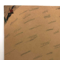 1940s Child's Crayon Drawing, Stone Wall Leading to Sun