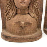 Pair of 1970s Studio Pottery Man and Woman Stoneware Bookends, Signed Liz