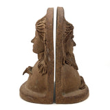 Pair of 1970s Studio Pottery Man and Woman Stoneware Bookends, Signed Liz