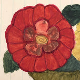 Antique Schoolgirl Watercolor, Two Flowers