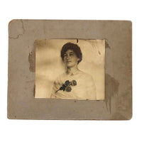 Rosalie Shulka Wearing Large Rose Corsage, Old Photo Mounted on Card