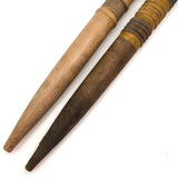 Complementary Pair of Antique Turned Croquet Posts in Original Paint - 25 Inches