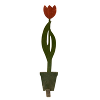 Very Tall Red Tulip Folk Art Doorstop