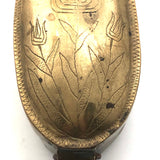 Old Brass Hand-engraved Snuff Box with Tulips, Presumed Dutch (Trench?)