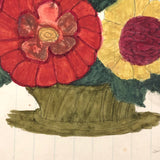 Antique Schoolgirl Watercolor, Two Flowers