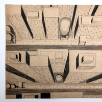 Aerial Perspective Drawing of Skyscrapers by Phyllis Myrick, 1964