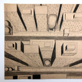 Aerial Perspective Drawing of Skyscrapers by Phyllis Myrick, 1964