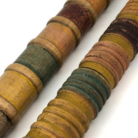 Complementary Pair of Antique Turned Croquet Posts in Original Paint - 25 Inches