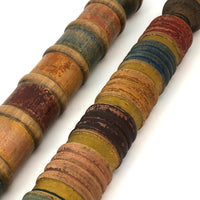 Complementary Pair of Antique Turned Croquet Posts in Original Paint - 25 Inches