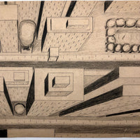 Aerial Perspective Drawing of Skyscrapers by Phyllis Myrick, 1964