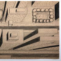 Aerial Perspective Drawing of Skyscrapers by Phyllis Myrick, 1964