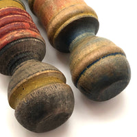 Complementary Pair of Antique Turned Croquet Posts in Original Paint - 25 Inches