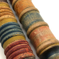 Complementary Pair of Antique Turned Croquet Posts in Original Paint - 25 Inches