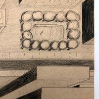 Aerial Perspective Drawing of Skyscrapers by Phyllis Myrick, 1964