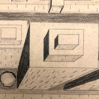 Aerial Perspective Drawing of Skyscrapers by Phyllis Myrick, 1964
