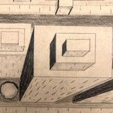 Aerial Perspective Drawing of Skyscrapers by Phyllis Myrick, 1964
