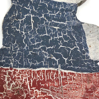 Old Red White and Blue Painted Wooden Bunny on Post