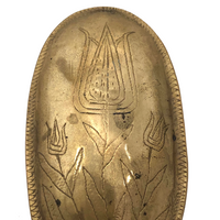 Old Brass Hand-engraved Snuff Box with Tulips, Presumed Dutch (Trench?)