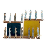 Marvelous Old Hand-drawn Cutout Paper Soldiers Mounted to Wood