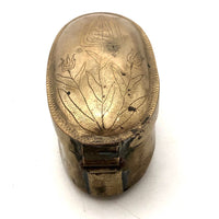 Old Brass Hand-engraved Snuff Box with Tulips, Presumed Dutch (Trench?)