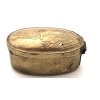 Old Brass Hand-engraved Snuff Box with Tulips, Presumed Dutch (Trench?)