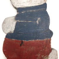Old Red White and Blue Painted Wooden Bunny on Post