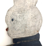Old Red White and Blue Painted Wooden Bunny on Post