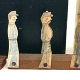 Marvelous Old Hand-drawn Cutout Paper Soldiers Mounted to Wood