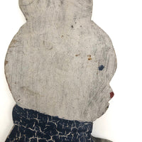 Old Red White and Blue Painted Wooden Bunny on Post