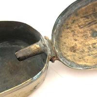 Old Brass Hand-engraved Snuff Box with Tulips, Presumed Dutch (Trench?)
