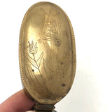 Old Brass Hand-engraved Snuff Box with Tulips, Presumed Dutch (Trench?)