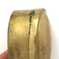 Old Brass Hand-engraved Snuff Box with Tulips, Presumed Dutch (Trench?)