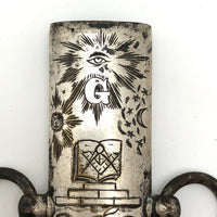 1800s Ames Mfg Co Scabbard Piece with Engraved Masonic Symbols