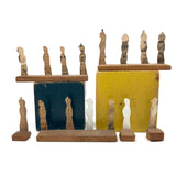 Marvelous Old Hand-drawn Cutout Paper Soldiers Mounted to Wood