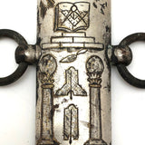 1800s Ames Mfg Co Scabbard Piece with Engraved Masonic Symbols