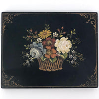 Tole Painted Cigarette Tin, Signed and Dated 1949