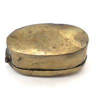 Old Brass Hand-engraved Snuff Box with Tulips, Presumed Dutch (Trench?)