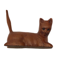 Fabulous Little Carved Folk Art Cat, Signed