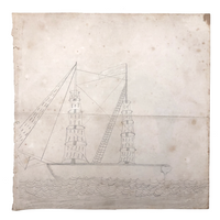 Edgar S. Yergason's 1859 Double Sided Drawing with Boat and Train