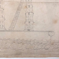 Edgar S. Yergason's 1859 Double Sided Drawing with Boat and Train
